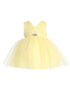 Baby Girls Yellow Satin Sash Pleated Tulle Flower Girl Dress 6-24M - SophiasStyle.com